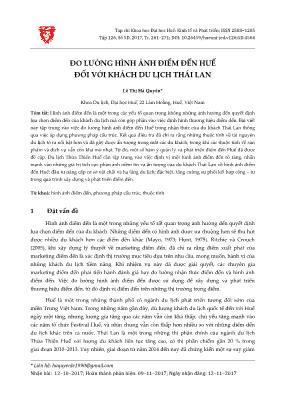 Đo lường hình ảnh điểm đến Huế đối với khách du lịch Thái Lan