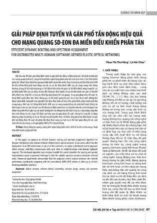 Giải pháp định tuyến và gán phổ tần động hiệu quả cho mạng quang Sd-Eon đa miền điều khiển phân tán