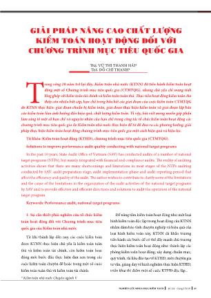 Giải pháp nâng cao chất lượng kiểm toán hoạt động đối với chương trình mục tiêu quốc gia