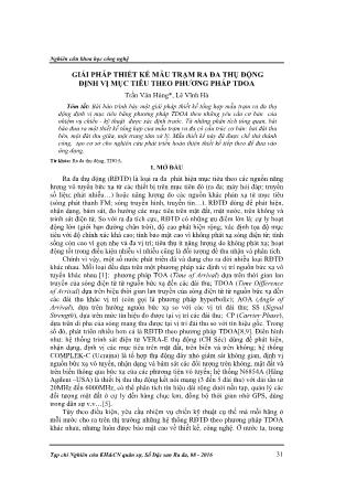 Giải pháp thiết kế mẫu trạm ra đa thụ động định vị mục tiêu theo phương pháp TDOA