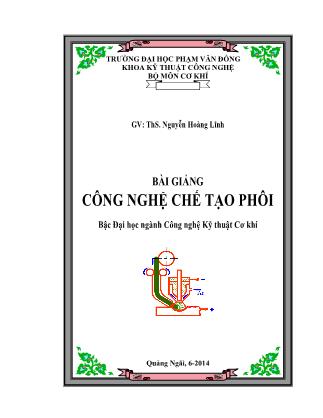 Giáo trình Công nghệ chế tạo phôi