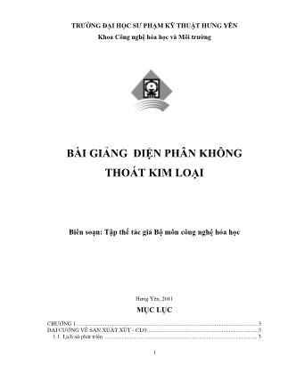 Giáo trình Điện phân không thoát kim loại