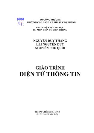 Giáo trình Điện tử thông tin (Phần 1)