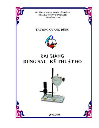 Giáo trình Dung sai. Kỹ thuật đo