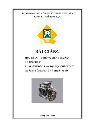 Giáo trình Hệ thống điện động cơ - Công nghệ kỹ thuật ô tô