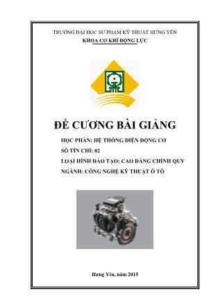 Giáo trình Hệ thống điện động cơ