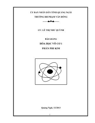 Giáo trình Hóa học vô cơ 1 phần phi kim