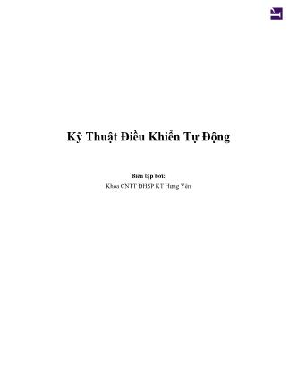 Giáo trình Kỹ thuật điều khiển tự động