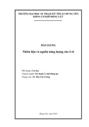 Giáo trình Nhiên liệu và nguồn năng lượng cho ô tô