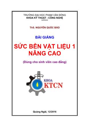 Giáo trình Sức bền vật liệu 1 nâng cao