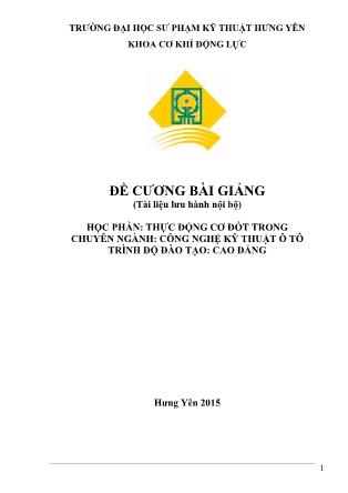 Giáo trình Thực động cơ đốt trong