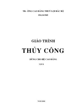 Giáo trình Thủy công (Phần 1)