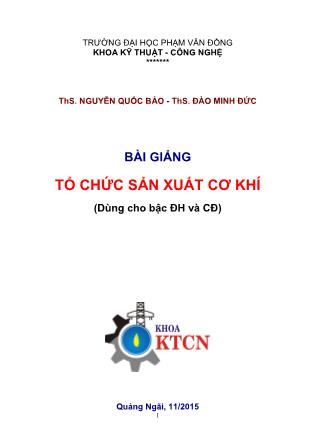 Giáo trình Tổ chức sản xuất cơ khí