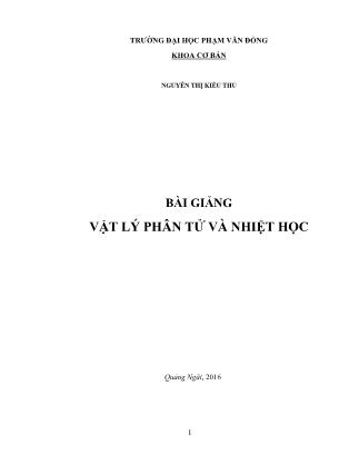 Giáo trình Vật lý phân tử và nhiệt học