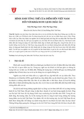 Hình ảnh tổng thể của điểm đến Việt Nam đối với khách du lịch Châu Âu