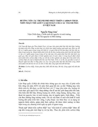 Hướng tới các thành phố phát triển Carbon thấp, nhìn nhận thế giới và kịch bản cho các thành phố ở Việt Nam