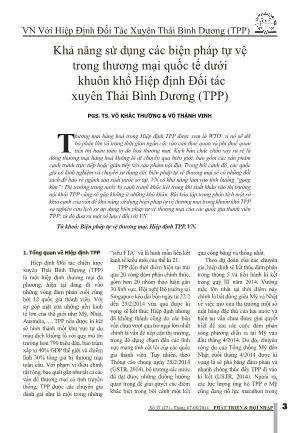 Khả năng sử dụng các biện pháp tự vệ trong thương mại quốc tế dưới khuôn khổ hiệp định đối tác xuyên Thái Bình Dương (TPP)