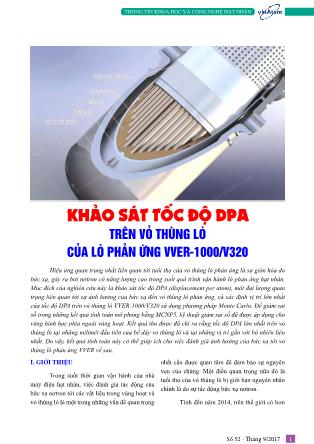 Khảo sát tốc độ DPA trên vỏ thùng lò của lò phản ứng VVER-1000/V320