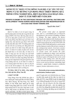 Kinh tế tư nhân vùng Đông Nam Bộ: Các yếu tố tác động và xu hướng vận động phát triển trong quá trình công nghiệp hóa, hiện đại hóa giai đoạn 2016 – 2020 và tầm nhìn đến năm 2030
