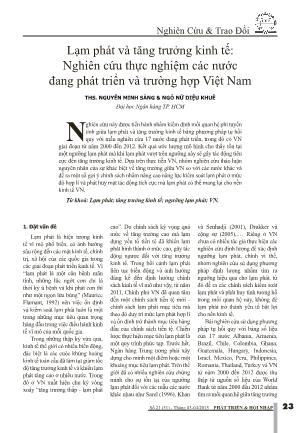 Lạm phát và tăng trưởng kinh tế: Nghiên cứu thực nghiệm các nước đang phát triển và trường hợp Việt Nam