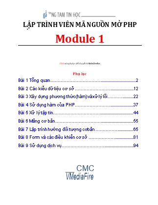 Lập trình viên mã nguồn mở PHP - Module 1 - Bài 1: Tổng quan