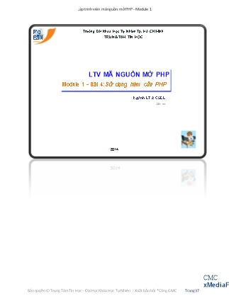 Lập trình viên mã nguồn mở PHP - Module 1 - Bài 4: Sử dụng hàm của PHP