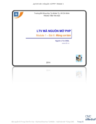 Lập trình viên mã nguồn mở PHP - Module 1 - Bài 6: Mảng cơ bản