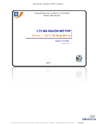 Lập trình viên mã nguồn mở PHP - Module 1 - Bài 9: Sử dụng dịch vụ