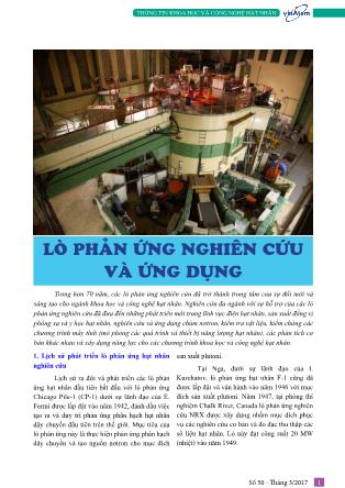 Lò phản ứng nghiên cứu và ứng dụng