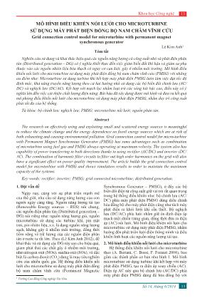 Mô hình điều khiển nối lưới cho microturbine sử dụng máy phát điện đồng bộ nam châm vĩnh cửu
