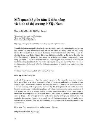 Mối quan hệ giữa tâm lý tiểu nông và kinh tế thị trường ở Việt Nam