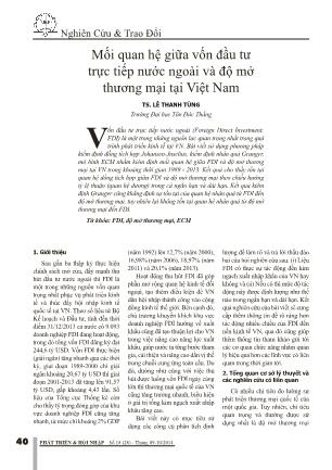 Mối quan hệ giữa vốn đầu tư trực tiếp nước ngoài và độ mở thương mại tại Việt Nam