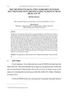 Một mô hình ứng dụng công nghệ điện toán đám mây trong bài toán thương lượng tự động sử dụng hệ đa tác tử