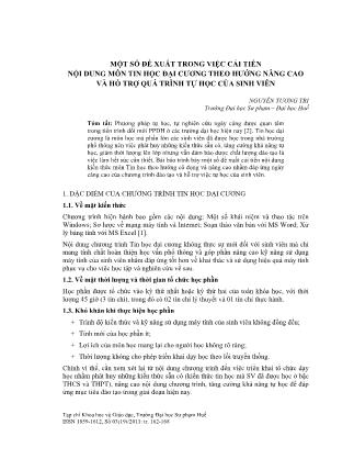 Một số đề xuất trong việc cải tiến nội dung môn tin học đại cương theo hướng nâng cao và hỗ trợ quá trình tự học của sinh viên