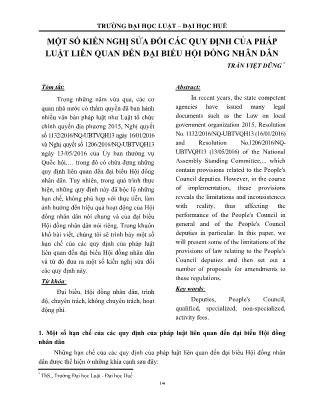 Một số kiến nghị sửa đổi các quy định của pháp luật liên quan đến đại biểu hội đồng nhân dân