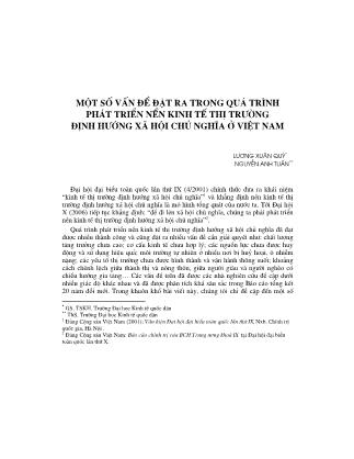 Một số vấn đề đặt ra trong quá trình phát triển nền kinh từ thị trường định hướng xã hội chủ nghĩa ở Việt Nam