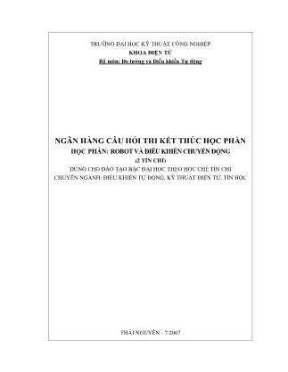 Ngân hàng câu hỏi thi kết thúc học phần học phần: Robot và điều khiển chuyển động