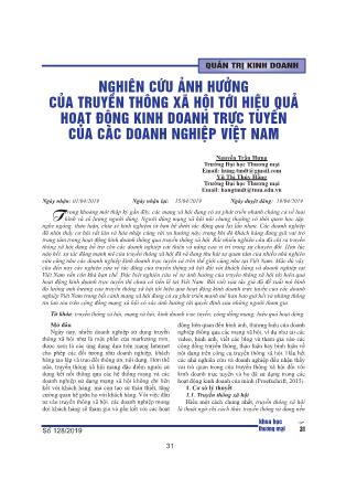 Nghiên cứu ảnh hưởng của truyền thông xã hội tới hiệu quả hoạt động kinh doanh trực tuyến của các doanh nghiệp Việt Nam