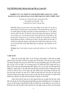 Nghiên cứu các nhân tố ảnh hưởng đến năng lực cạnh tranh của các khách sạn 4 sao trên địa bàn Thừa Thiên Huế