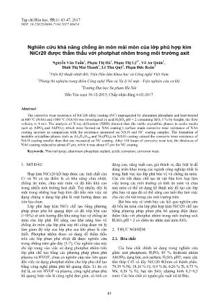 Nghiên cứu khả năng chống ăn mòn mài mòn của lớp phủ hợp kim NiCr20 được thẩm thấu với photphat nhôm trong môi trường axit