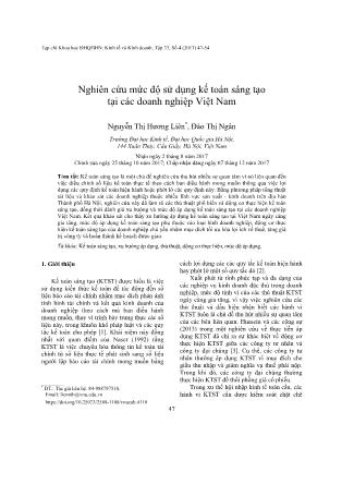 Nghiên cứu mức độ sử dụng kế toán sáng tạo tại các doanh nghiệp Việt Nam