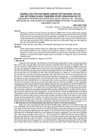 Nghiên cứu tích hợp mạng nơron trí tuệ nhân tạo (AI) vào hệ thống scada trạm biến áp để chẩn đoán sự cố