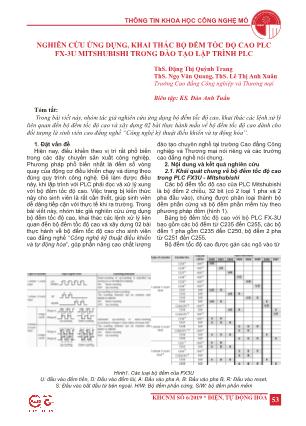Nghiên cứu ứng dụng, khai thác bộ đếm tốc độ cao PLC FX-3U mitshubishi trong đào tạo lập trình PLC