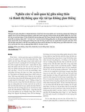 Nghiên cứu về mối quan hệ giữa nông thôn và thành thị thông qua việc tái tạo không gian thiêng