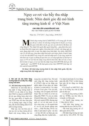 Nguy cơ rơi vào bẫy thu nhập trung bình: Nhìn dưới góc độ mô hình tăng trưởng kinh tế ở Việt Nam