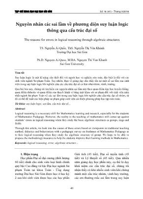 Nguyên nhân các sai lầm về phương diện suy luận logic thông qua cấu trúc đại số