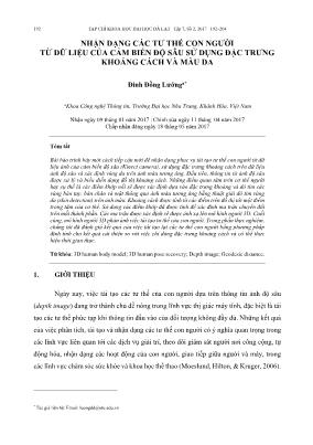 Nhận dạng các tư thế con người từ dữ liệu của cảm biến độ sâu sử dụng đặc trưng khoảng cách và màu da