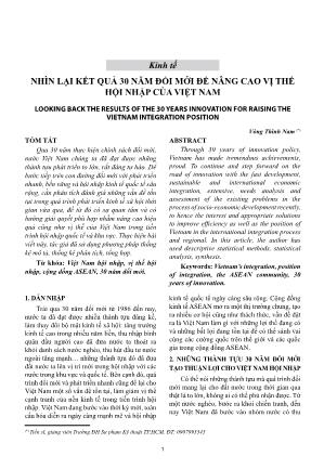 Nhìn lại kết quả 30 năm đổi mới để nâng cao vị thế hội nhập của Việt Nam
