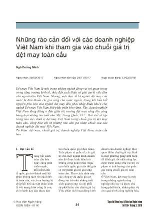 Những rào cản đối với các doanh nghiệp Việt Nam khi tham gia vào chuỗi giá trị dệt may toàn cầu