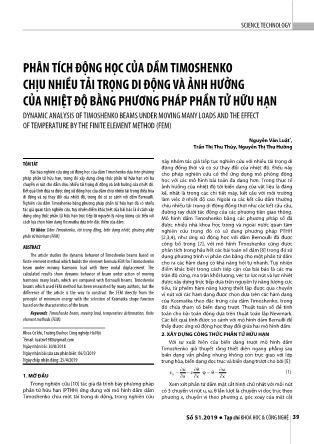 Phân tích động học của dầm timoshenko chịu nhiều tải trọng di động và ảnh hưởng của nhiệt độ bằng phương pháp phần tử hữu hạn